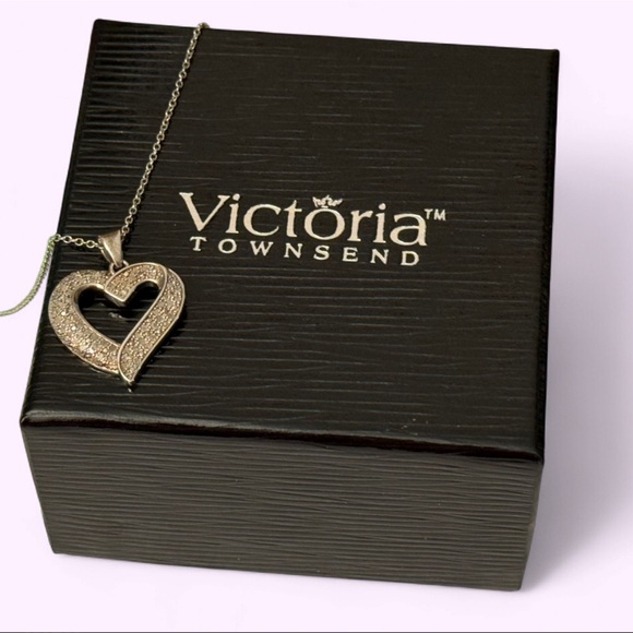 Victoria Townsend Jewelry - Natural Diamond Victoria Townsend 1/2 CTTW Genuine Rose Cut Heart Necklace .925